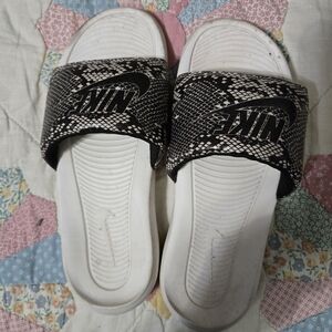 Nike Black and White Snake Pattern Slides